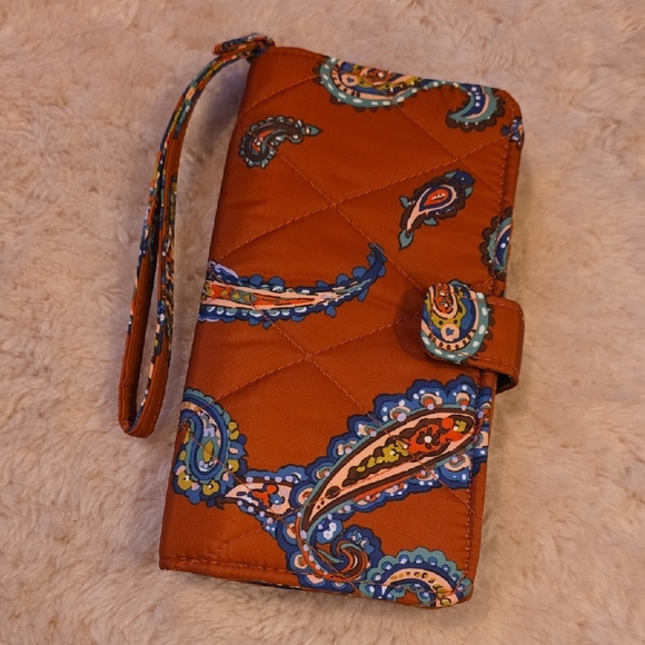 Vera Bradley Orange Paisley Wristlet - Picture 1 of 6